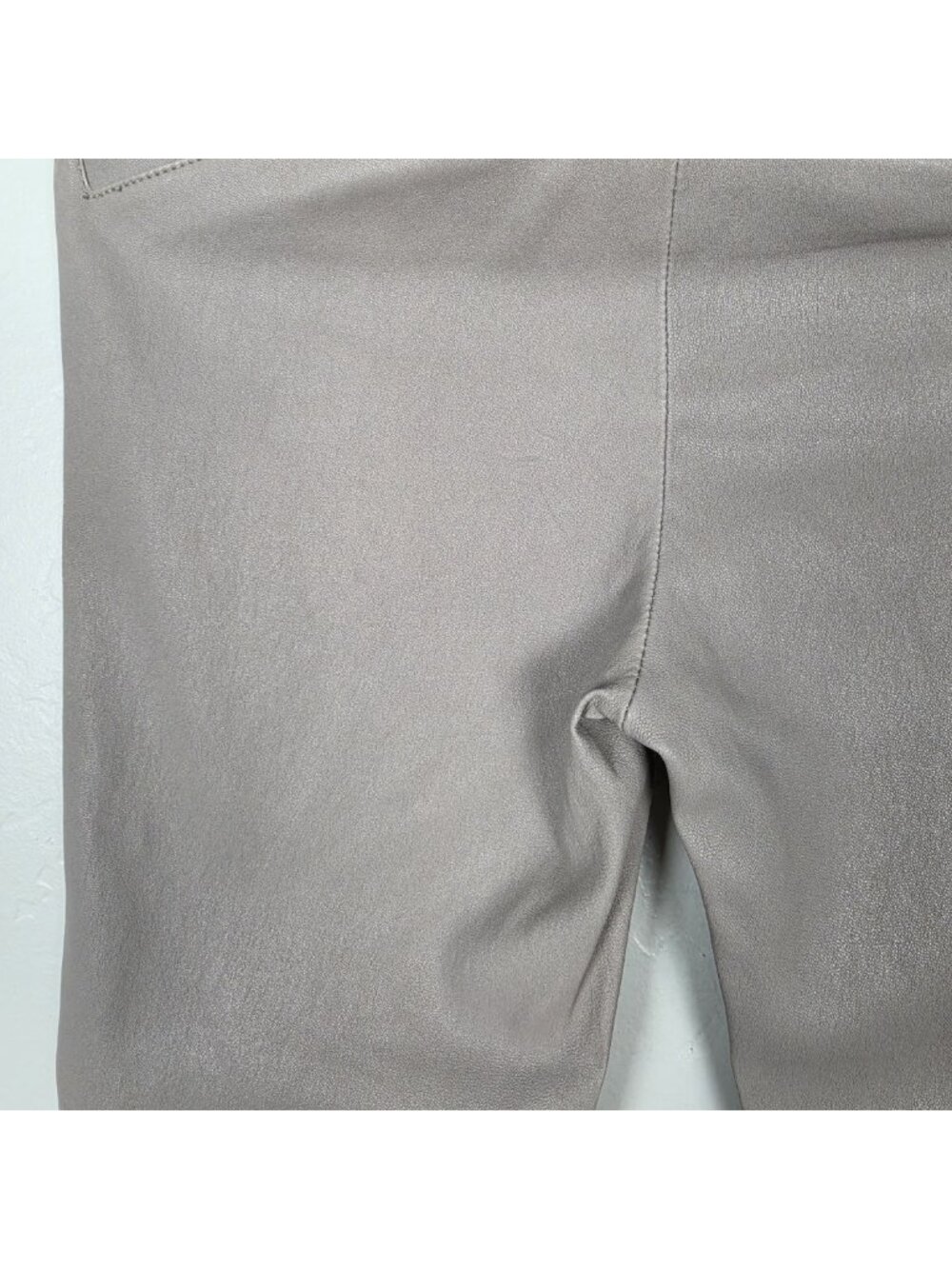 Helmut Lang Lamb Leather Pull On Pants Leggings Stretch Gray Taupe Size 6 - Picture 12 of 16